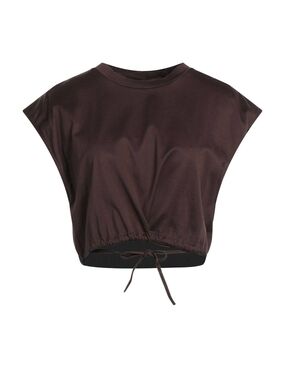 Jucca Women’s Drawstring Cropped Top - Dark Brown 100% Cotton